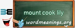WordMeaning blackboard for mount cook lily